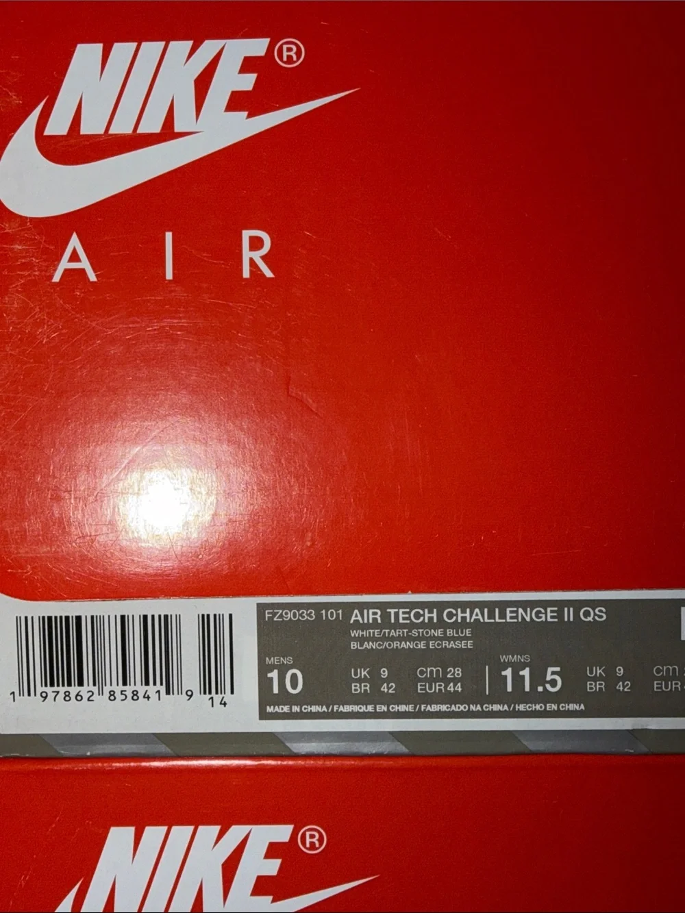 Nike Air Tech Challenge 2 White Stone Blue FZ9033-101 Men’s Size 10